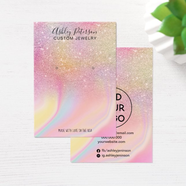 Chic glitter rainbow jewellery earrings display (Desk)