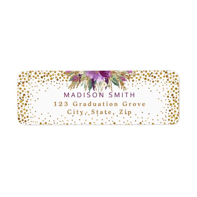 Chic Glitter Watercolor Flowers Gold Confetti (Front)