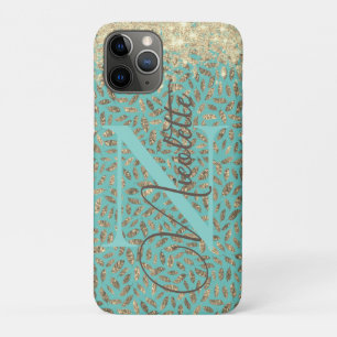 Chic Glittery Feathers Monogram         Case-Mate  Case-Mate iPhone Case
