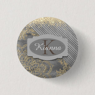 Chic Glittery Mandala Monogram 3 Cm Round Badge