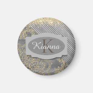 Chic Glittery Mandala Monogram        Magnet