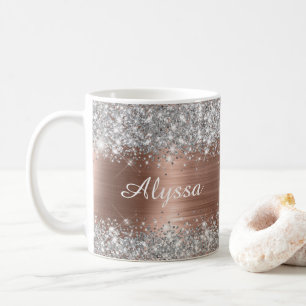 Chic Glittery Rose Gold Glam Name Coffee Mug