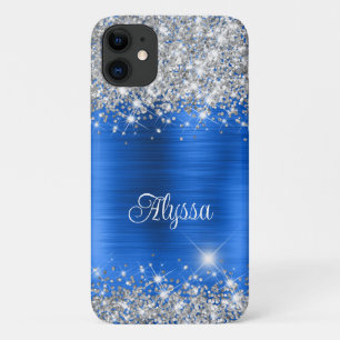 Chic Glittery Royal Blue Glam Name Case-Mate iPhone Case
