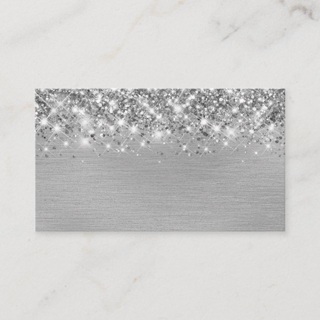 Chic Glittery Silver Foil Blank Place Card (Front)