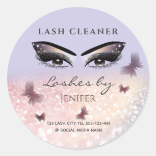 Chic glittery sparkle lash extension lash cleaner classic round sticker