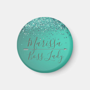 Chic Glittery Turquiose  Boss Lady Magnet