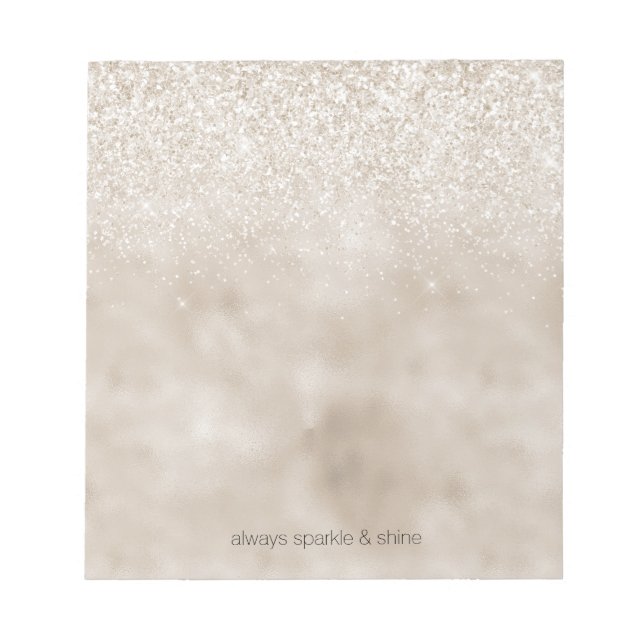 Chic Glitz Gold White Glitter Ombre Notepad (Front)