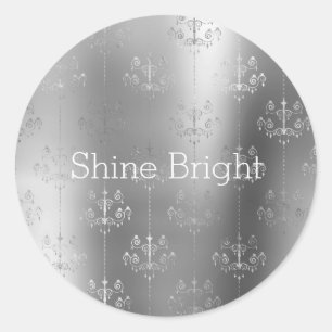 Chic Glitz Silver Glam Chandeliers Classic Round Sticker