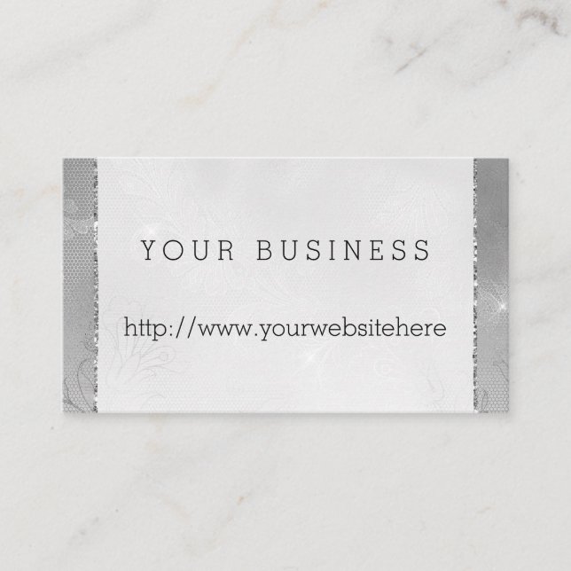 Chic Glitz Silver Lace Business Card (Front)