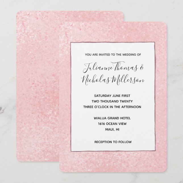 Chic Glitzy Pink Wedding Invites (Front/Back)