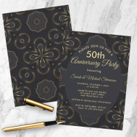 Chic Gold And Black 50th Wedding Anniversary Party