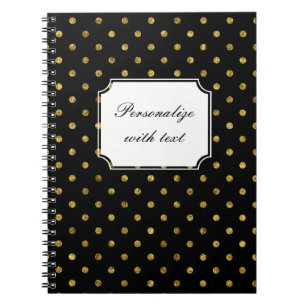 Chic Gold and Black Dots Spiral Notebook