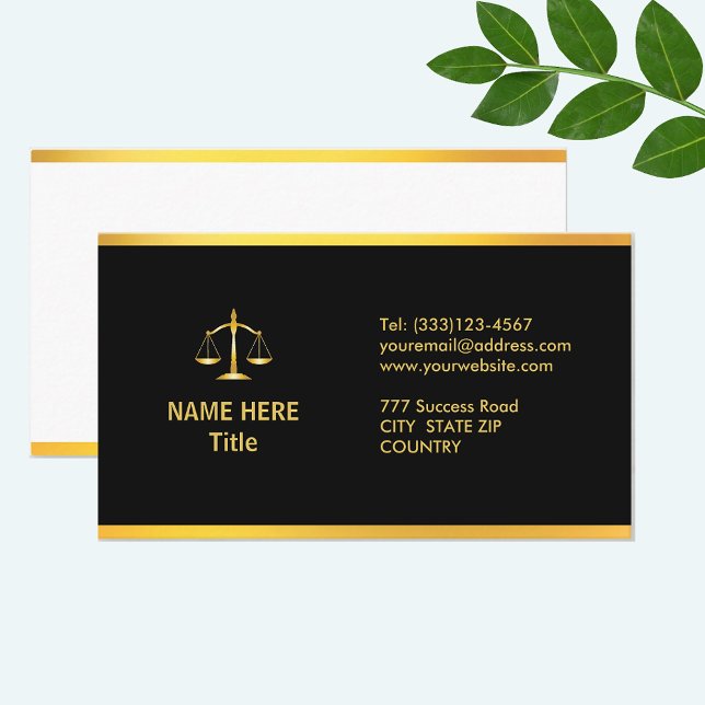 Chic Gold and Black Lawyer Business Business Card (Creator Uploaded)