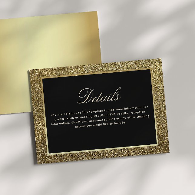 Chic Gold and Black Wedding Details Enclosure Card (Creator Uploaded)