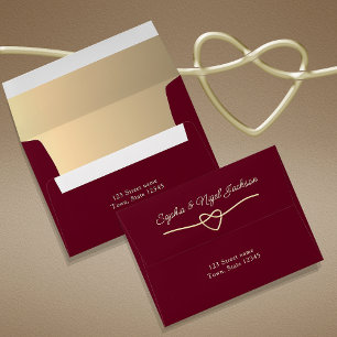 Chic Gold and Burgundy Wedding Envelope