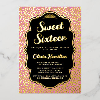 Chic Gold and Pink Leopard Print Sweet 16
