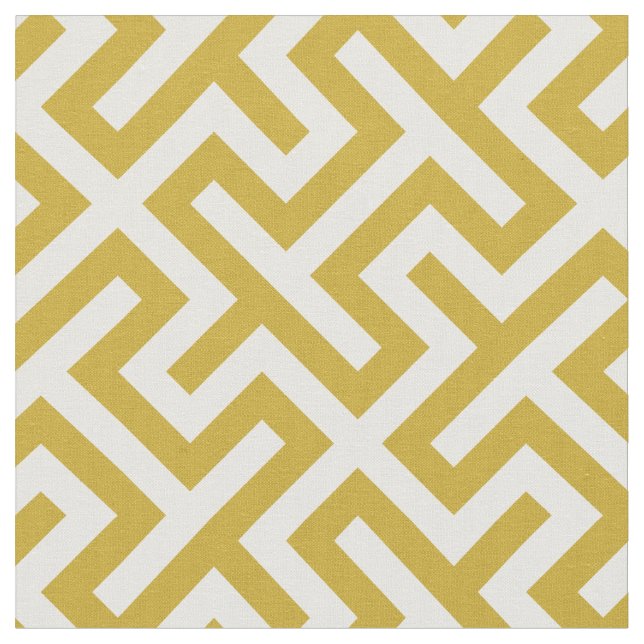 Chic gold and white abstract geometric pattern fabric (Close Up)