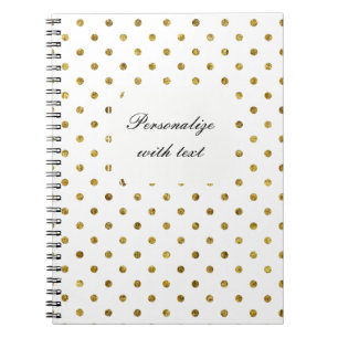 Chic Gold and White Dots Spiral Notebook