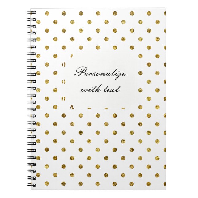 Chic Gold and White Dots Spiral Notebook (Front)
