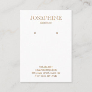 Chic Gold and White Earring Business Card