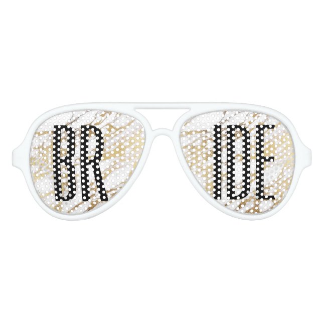Chic Gold and White Marble Bride Sunglasses (Front)