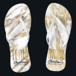 Chic Gold and White Marble Team Bride Bachelorette Jandals<br><div class="desc">Elegant, chic, and modern faux printed gold and white marble patterns, Team Bride keepsake flip flops. This classic and sophisticated design is perfect for the classy, trendy, and stylish bridesmaid or maid of honour. Wear them to the bachelorette party or any pre-wedding event to show your support for the bride....</div>