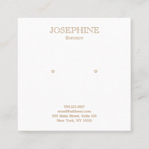 Chic Gold and White Stud Earring Square Business Card