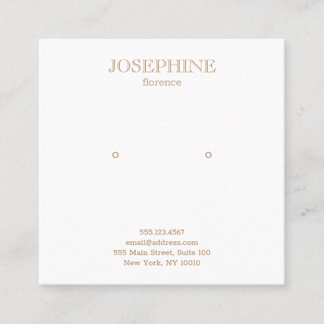 Chic Gold and White Stud Earring Square Business Card (Front)