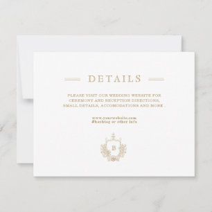 Chic Gold and White Wedding Details Enclosure Card