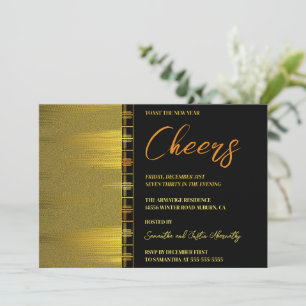 Chic Gold Art Deco New Years Invitation