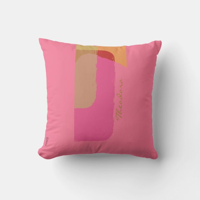 Chic Gold Beige Pink  Orange Abstract Cushion (Front)