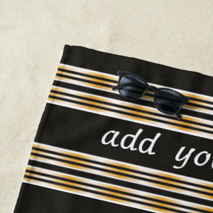 Chic Gold,Black And White Striped Beach Towel