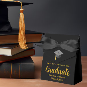 Chic Gold Black Personalised Graduation Party Favour Box
