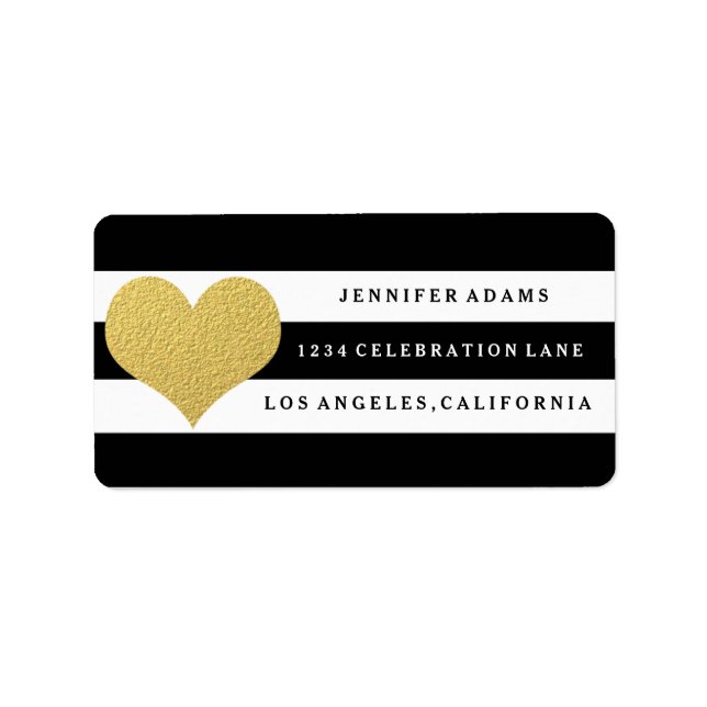 Chic Gold | Black Stripe Address Labels (Front)