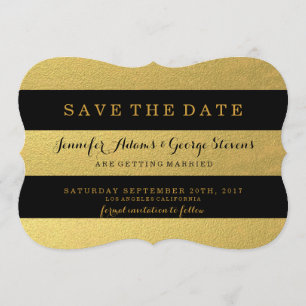 CHIC GOLD BLACK STRIPES SAVE THE DATE