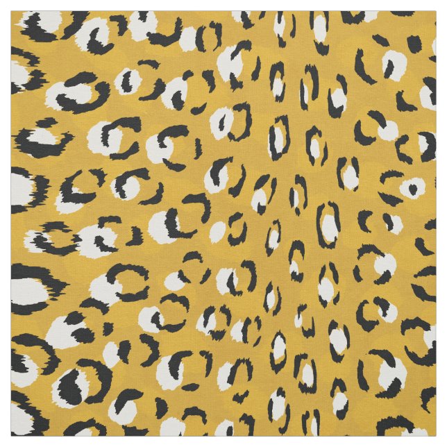 Chic gold black white cheetah print pattern fabric (Swatch)