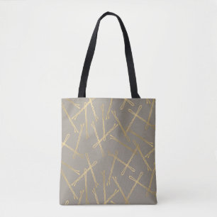 Chic Gold Bobby Pins Grey Tote Bag