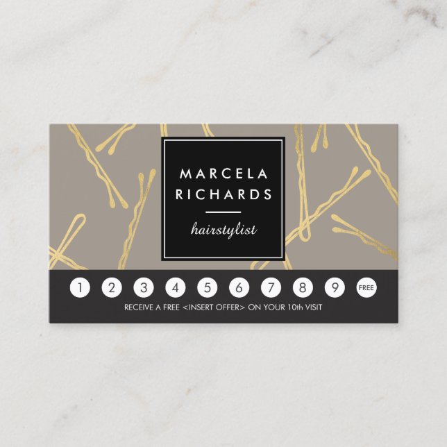 Chic Gold Bobby Pins Hair Stylist Grey Loyalty (Front)