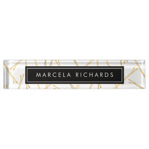 Chic Gold Bobby Pins Hair Stylist Salon Nameplate