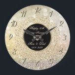 Chic Gold  Bokeh 50th Wedding Anniversary Large Clock<br><div class="desc">Elegant gold diamonds wedding anniversary clock.</div>