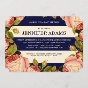 CHIC GOLD   BOTANICAL BABY SHOWER INVITE