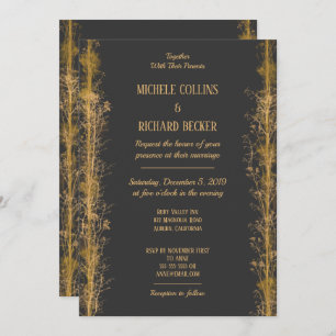 Chic Gold Botanical Border Wedding Invitation