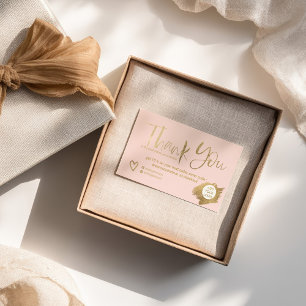 Chic gold brush blush pink chic order thank you business card