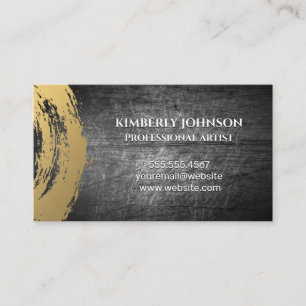 chic gold brushed scratched metal business card