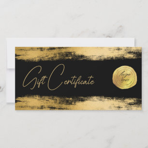 Chic gold brushstroke foil Logo Gift Certificate