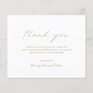 Chic Gold Budget Funeral Thank You Card