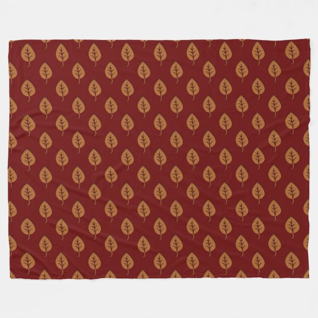 Chic Gold Burgundy Red  Leaf Boho Throw Blanket (Front (Horizontal))