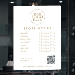 Chic Gold Business Logo QR Code Store Hours