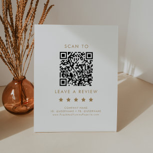 Chic Gold Business QR Code Leave A Review Pedestal Sign