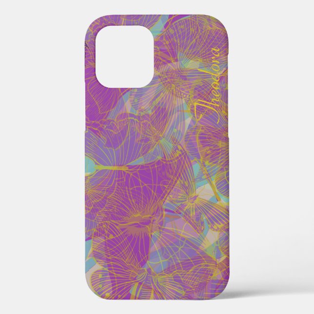 Chic Gold Butterfly Aqua Violet Case-Mate iPhone Case (Back)